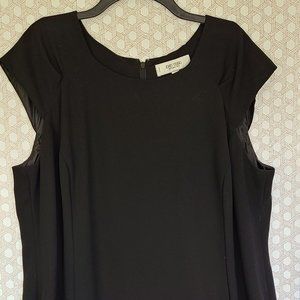 Jones Studio Womens Dress A-Line Black Short Cap Sleeve Scoop Neck Size 20W